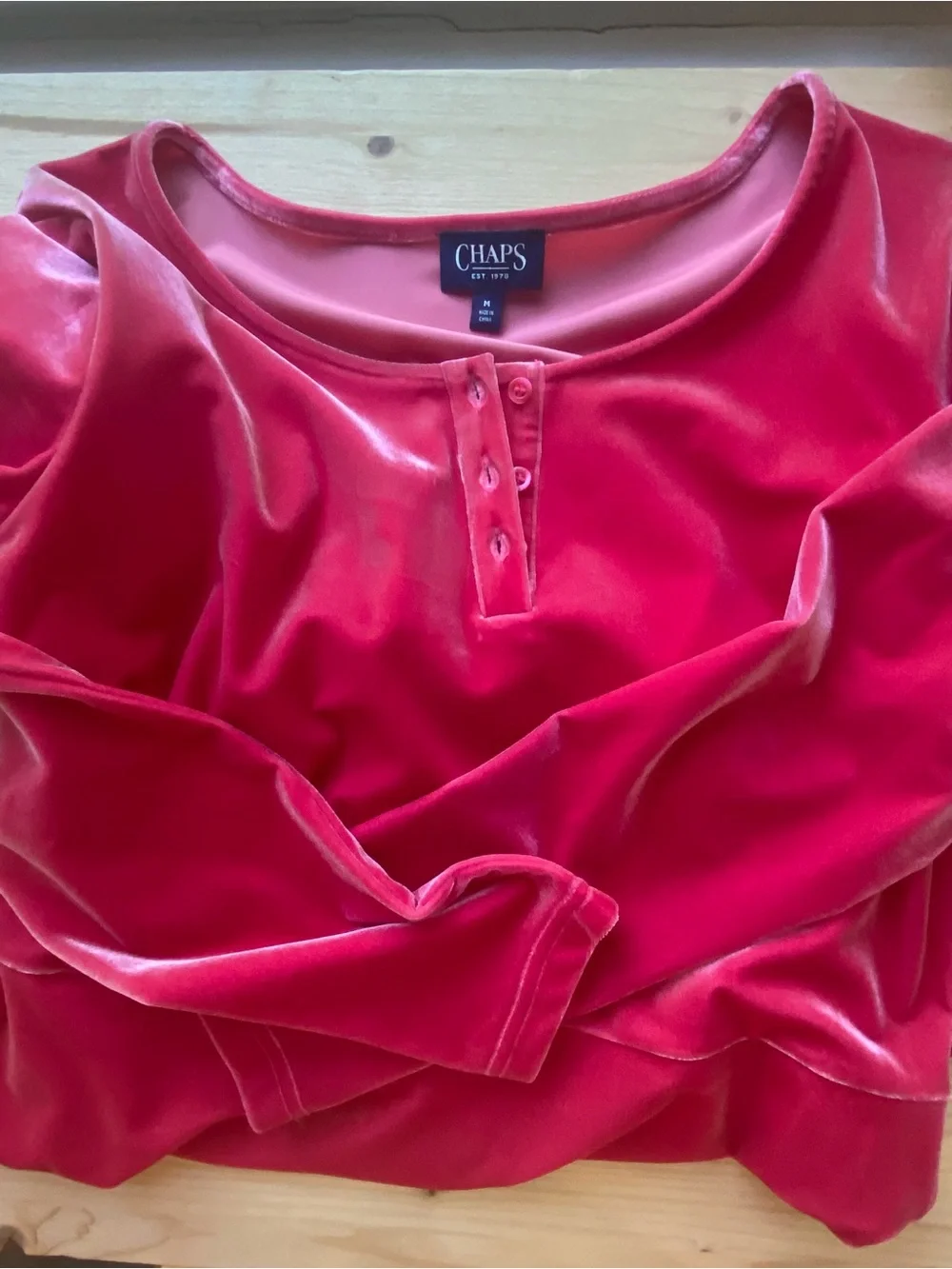 Chaps Sz M Pink Velour Midi Dress